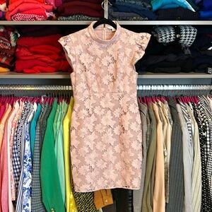 Rachel Zoe pink cap flutter sleeve embroidered dress size 6 NWOT